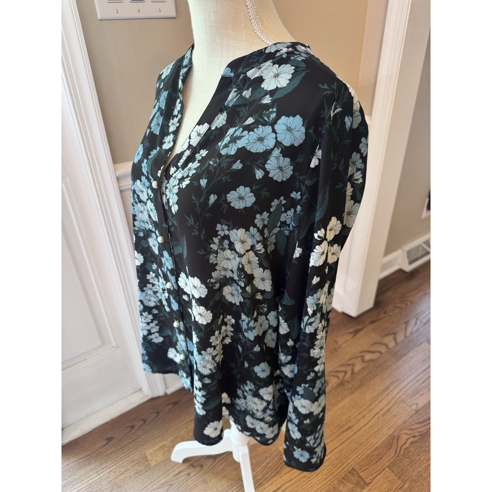Karl Lagerfeld Floral Print Blouse Shirt Tunic Top Size Large - Picture 3 of 15